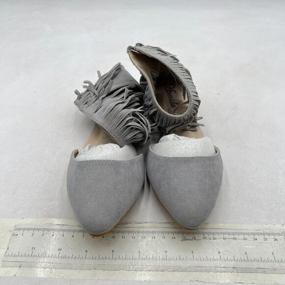 Grey Women Retro Tassel Flat Pump Fringe Ankle Strap Open Toe Buckle Casual Shoe - Picture 2 of 7